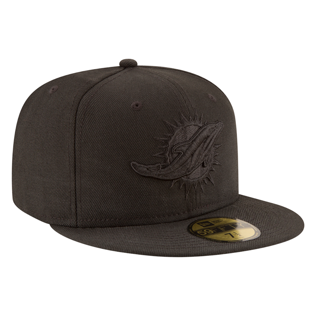 Miami Dolphins Black On Black 59FIFTY Fitted Hat