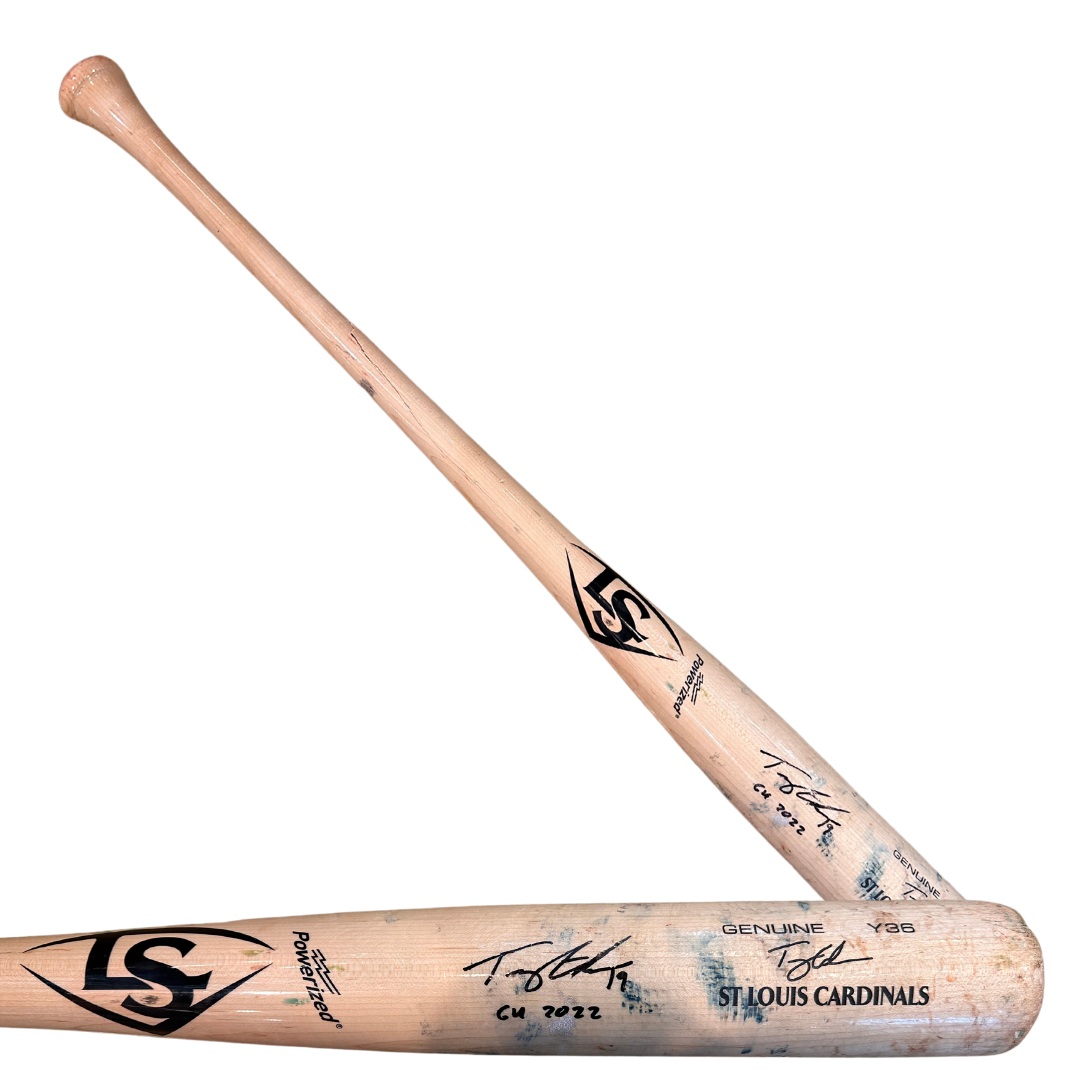 Tommy Edman St Louis Cardinals Autographed Game Used Louisville Slugger Bat w/ "GU 2022" Inscription  - JSA COA