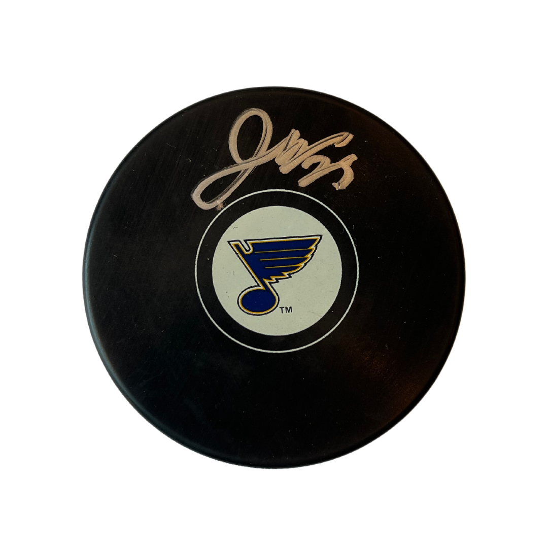 Jordan Kyrou St Louis Blues Autographed Logo Puck - JSA COA