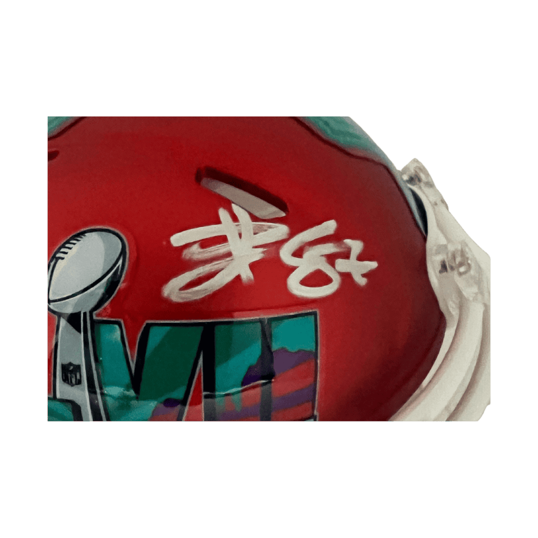 Travis Kelce Kansas City Chiefs Autographed Super Bowl LVII Mini Speed Helmet - Beckett COA