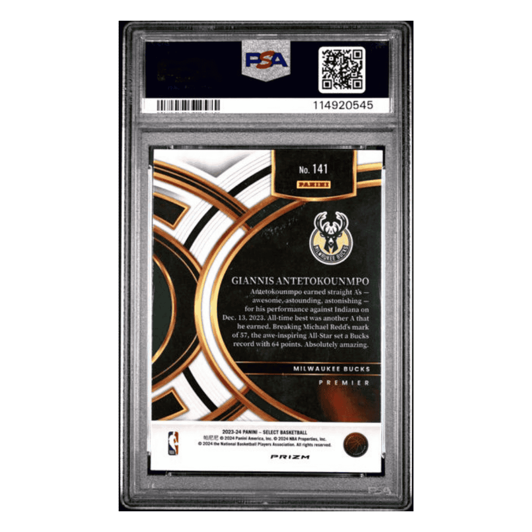 Giannis Antetokounmpo PSA 9 2023 Panini Select Tiger Prizm Card #141