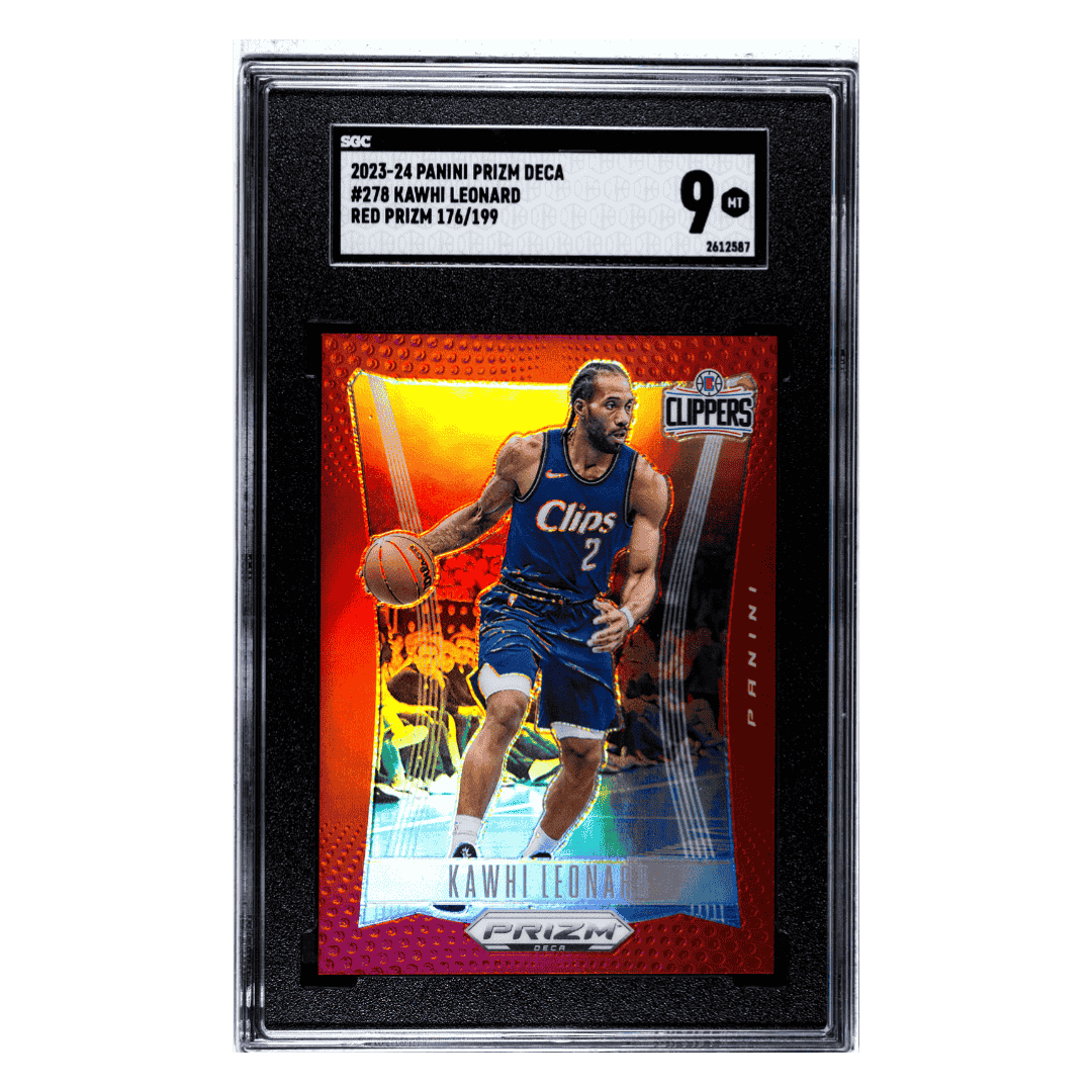 Kawhi Leonard SGC 9 2023-24 Panini Prizm Deca Red Prizm #d/199 Card #278
