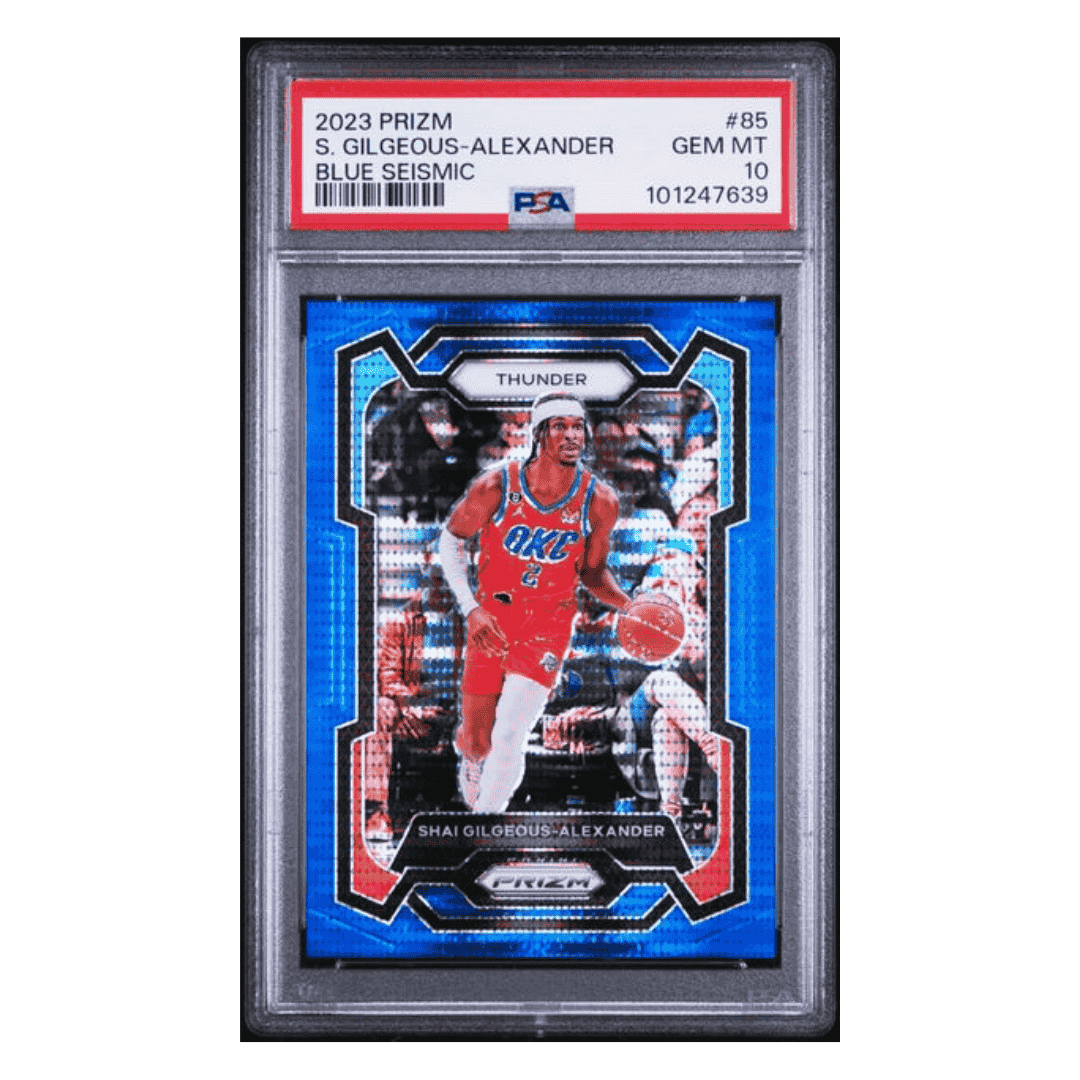 Shai Gilgeous-Alexander PSA 10 2023 Panini Prizm Blue Seismic #d /99 Card #85