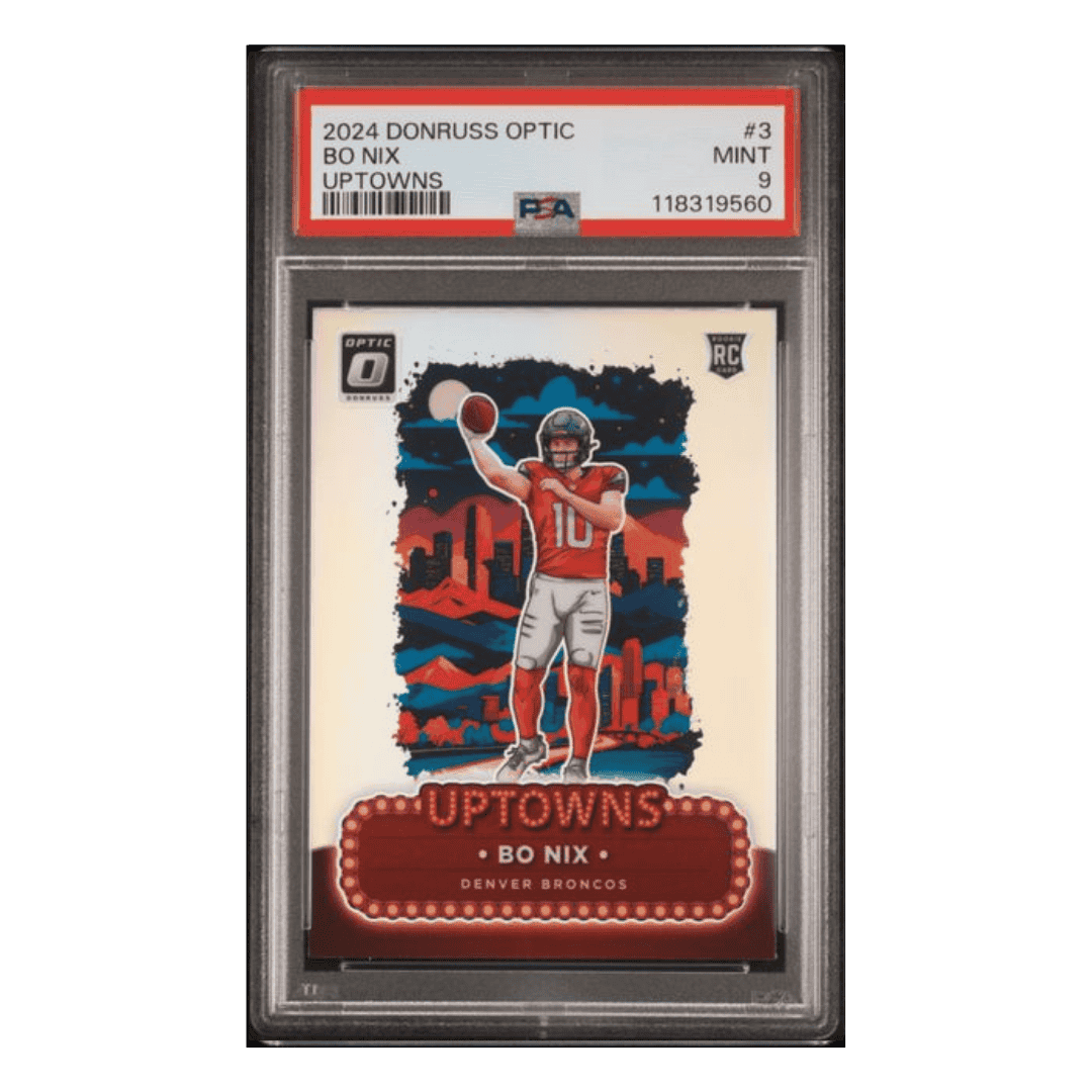 Bo Nix PSA 9 2024 Panini Donruss Optic Uptowns Rookie RC Card #3