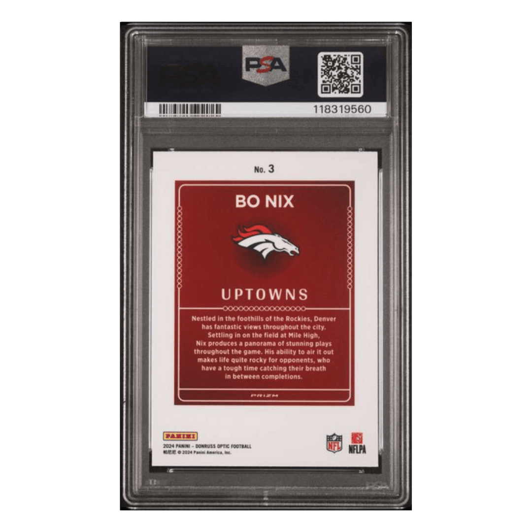 Bo Nix PSA 9 2024 Panini Donruss Optic Uptowns Rookie RC Card #3