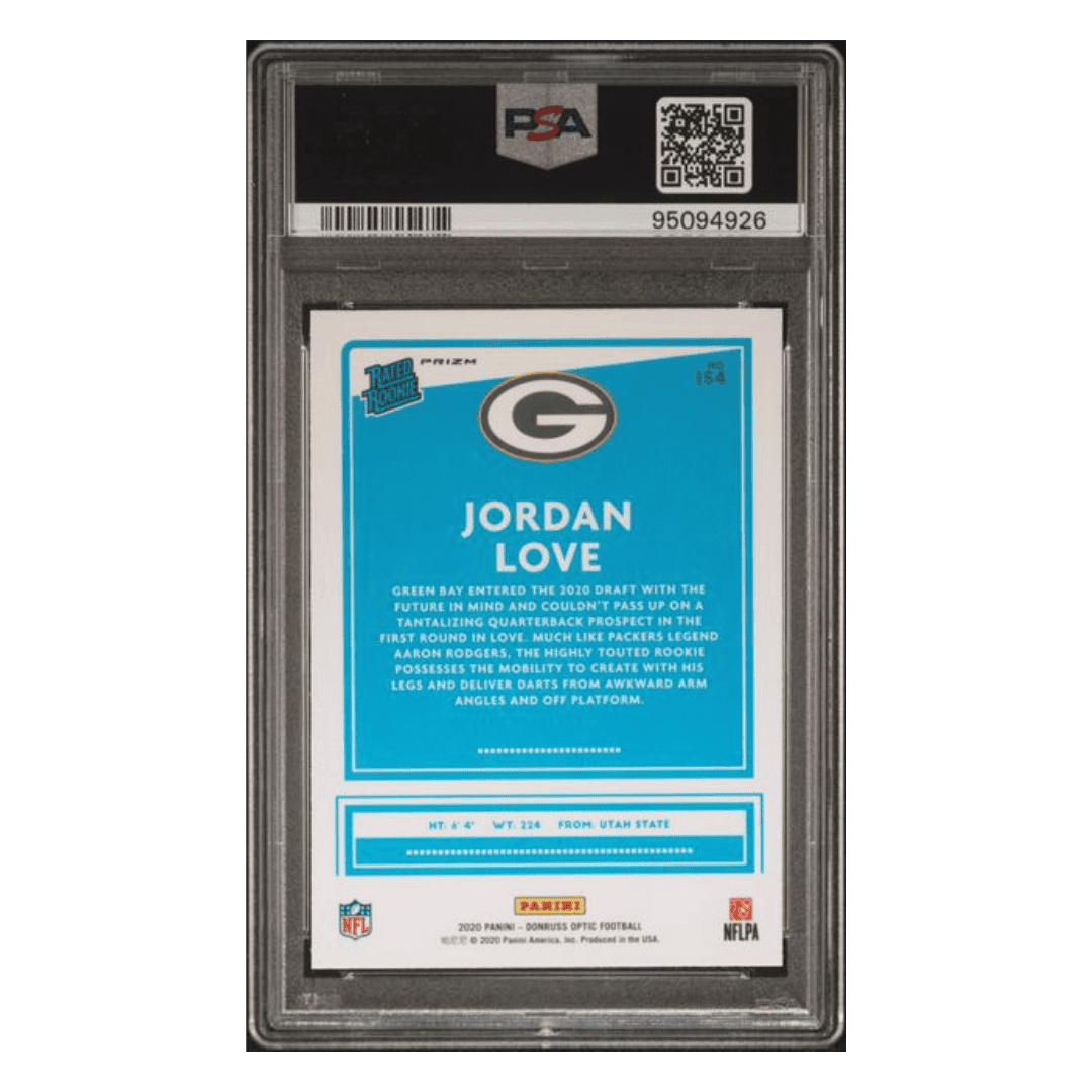 Jordan Love PSA 9 2020 Panini Donruss Optic Purple Shock Rated Rookie Card #154