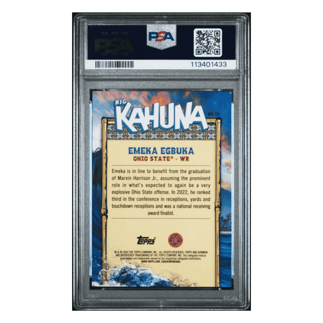 Emeka Egbuka PSA 10 2024 Bowman University Chrome The Big Kahuna Card #BK18
