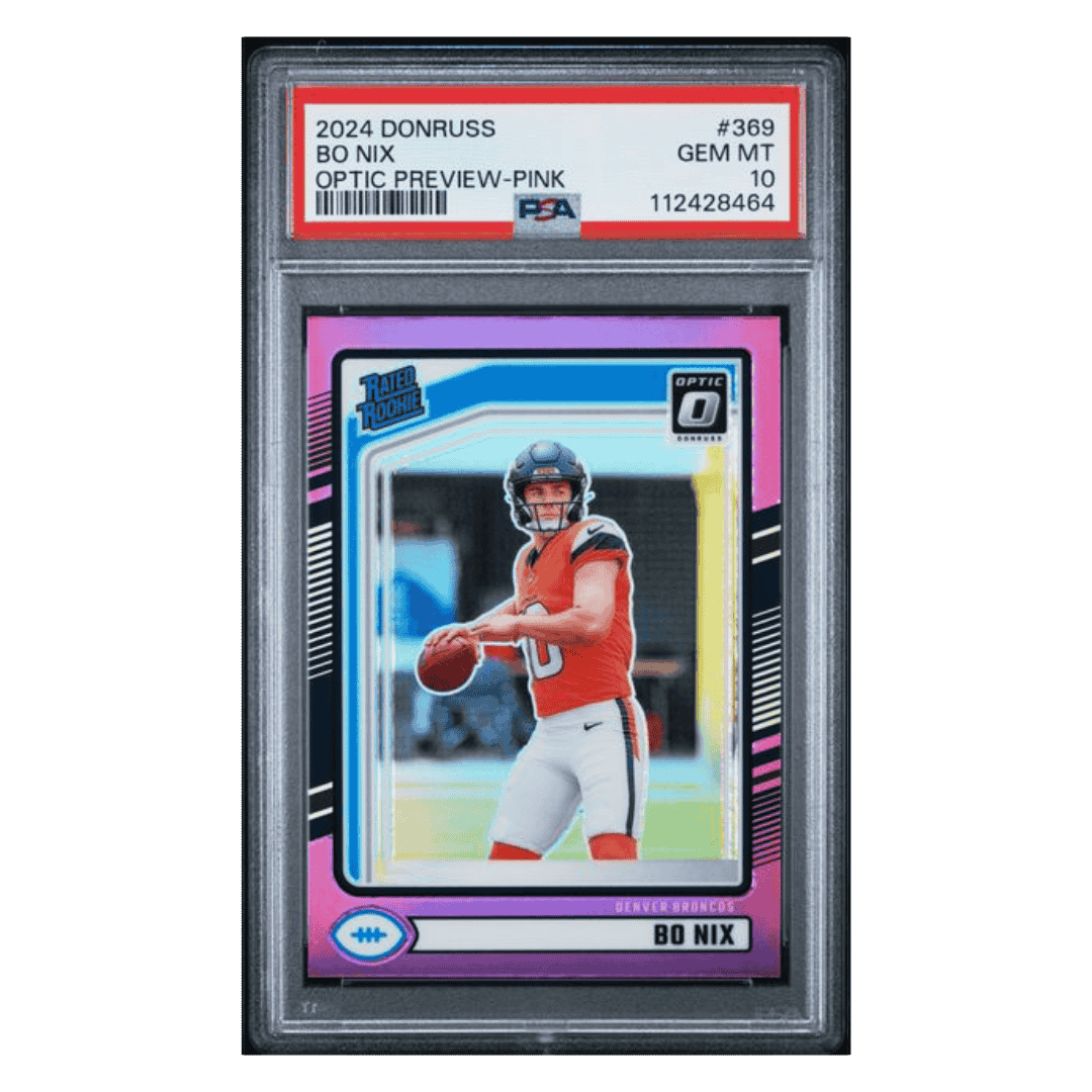 Bo Nix PSA 10 2024 Panini Donruss Optic Preview Pink Rated Rookie Card #369