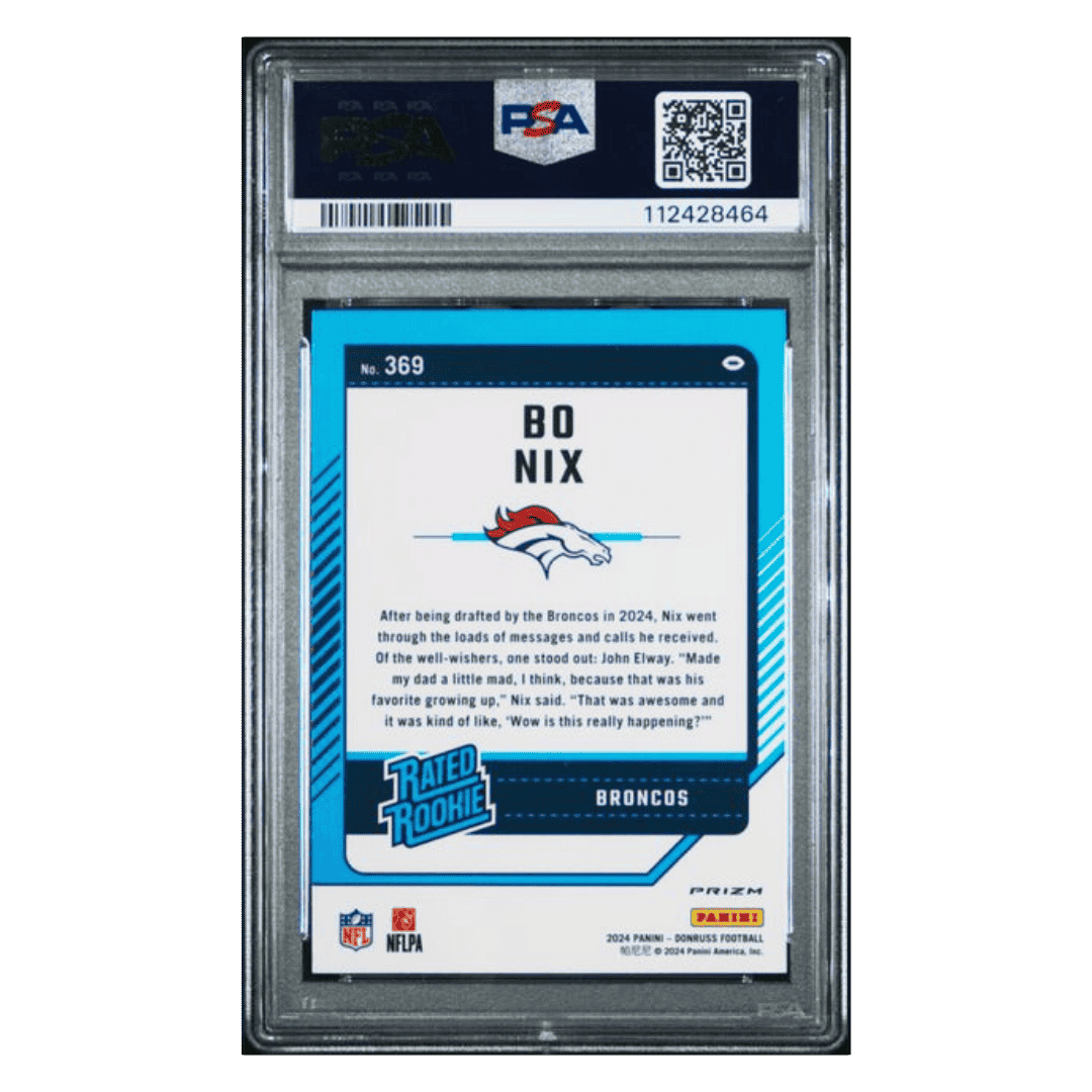 Bo Nix PSA 10 2024 Panini Donruss Optic Preview Pink Rated Rookie Card #369