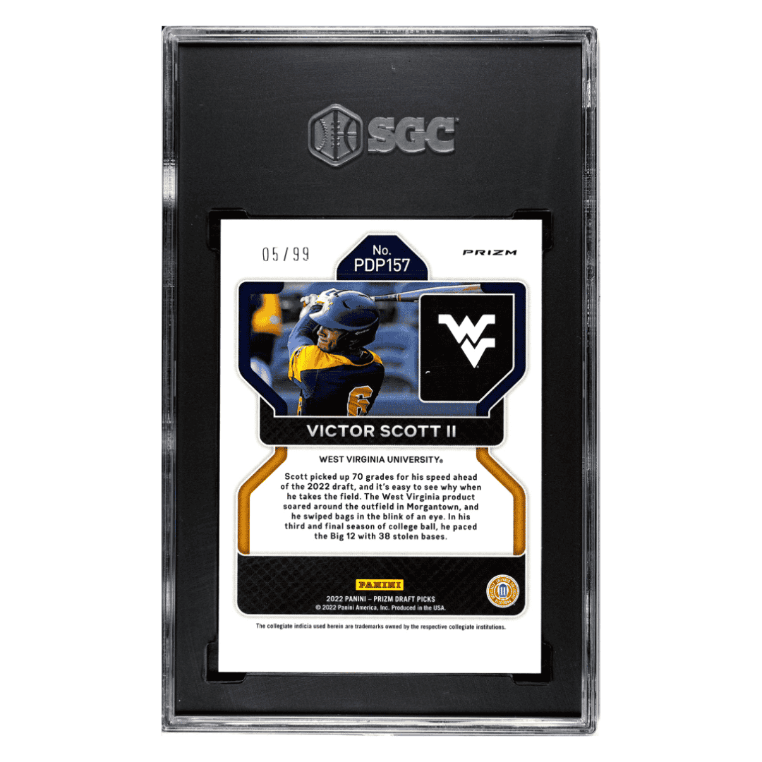 Victor Scott II SGC 9.5 2022 Panini Prizm Draft Picks Tiger Stripes Prizm #d/ 99 Card #PDP157