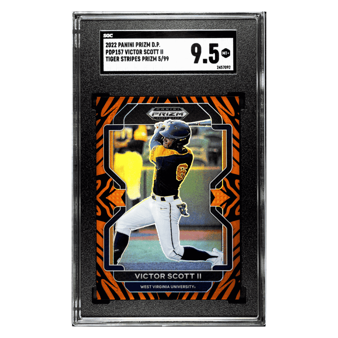 Victor Scott II SGC 9.5 2022 Panini Prizm Draft Picks Tiger Stripes Prizm #d/ 99 Card #PDP157