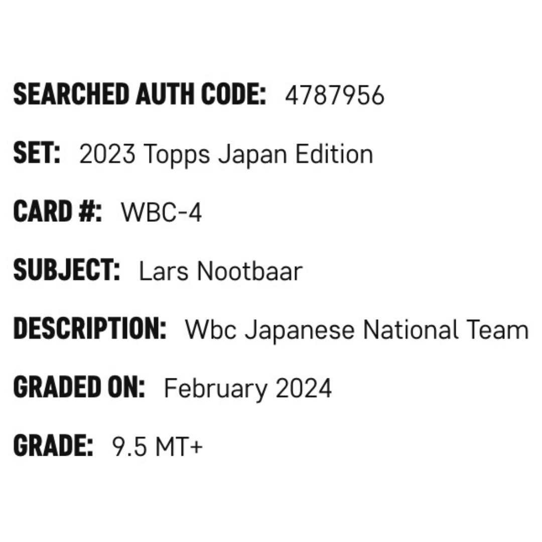 Lars Nootbaar SGC 9.5 2023 Topps Japan Edition WBC Japanese National Team Card #WBC-4