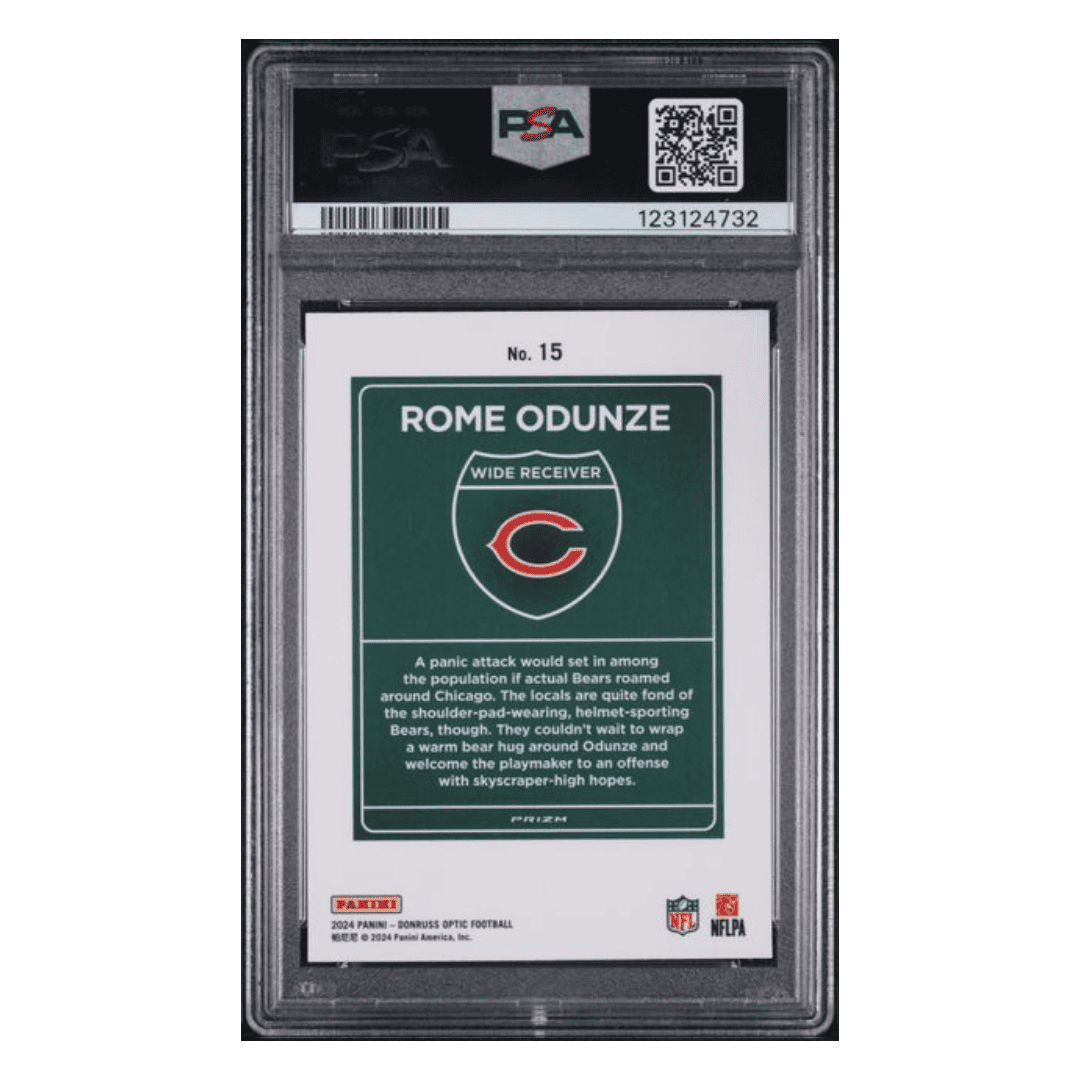Rome Odunze PSA 10 2024 Panini Donruss Optic Downtown! Rookie RC Card #15