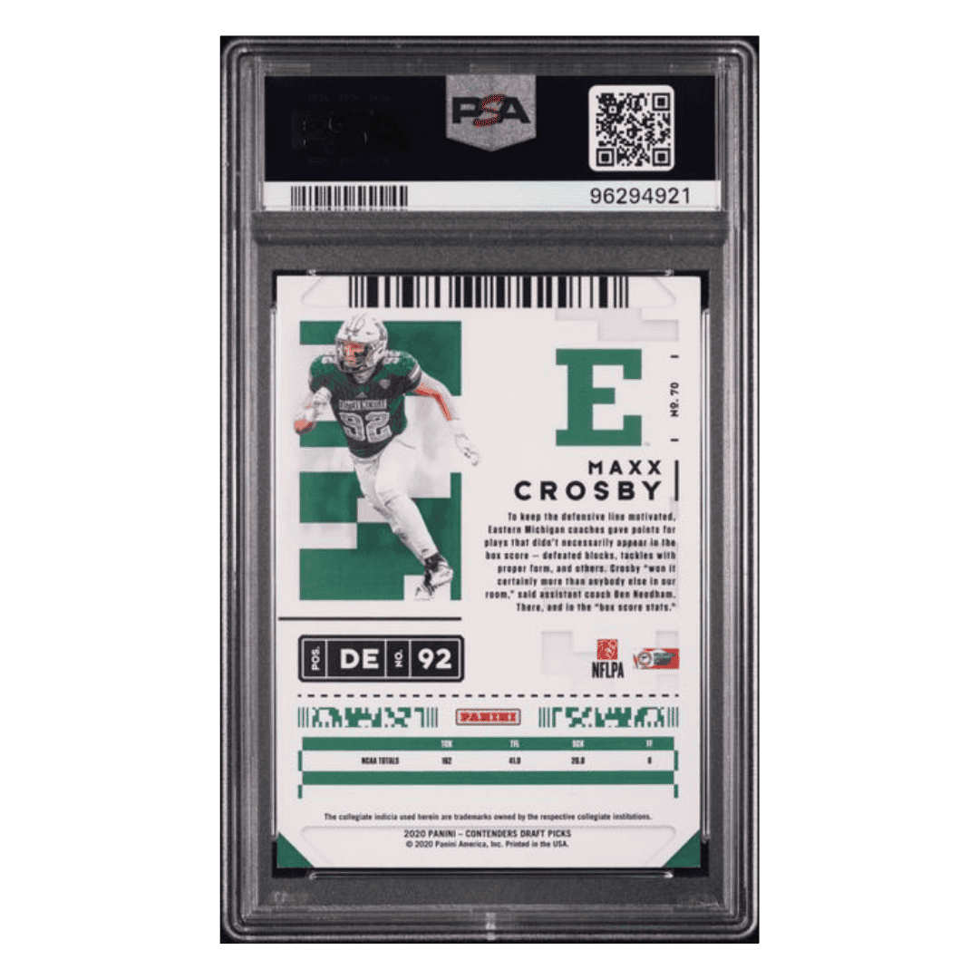 Maxx Crosby PSA 9 2020 Panini Contenders Draft Picks Building Blocks #d/ 10 Card #70
