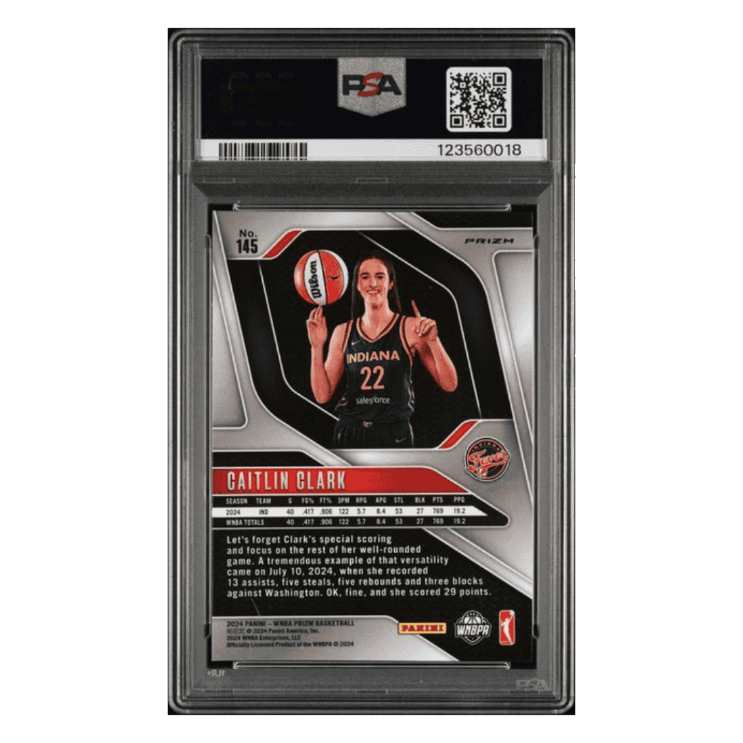 Caitlin Clark PSA 8 2024 Panini Prizm WNBA Ice Rookie RC Card #145