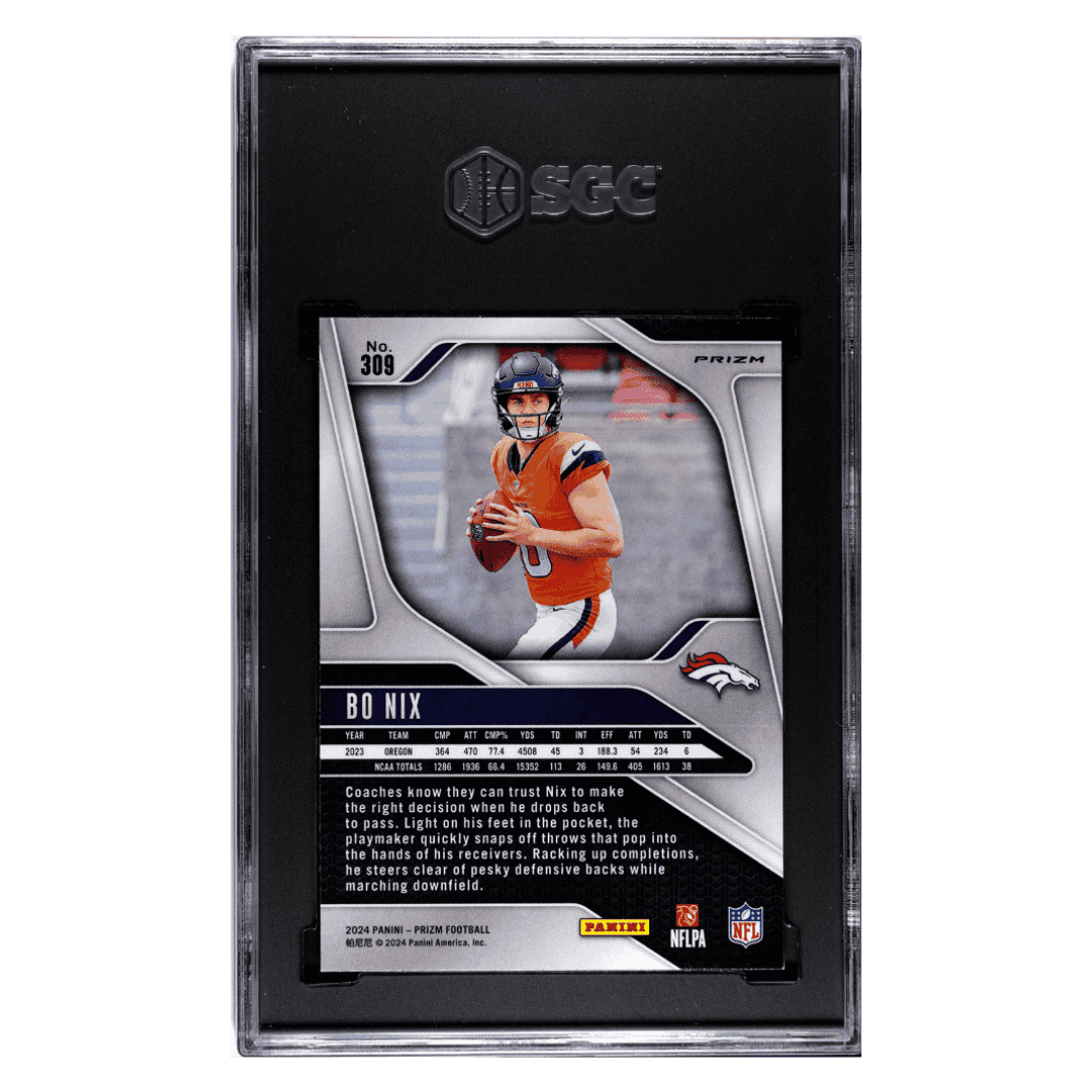 Bo Nix SGC 9 2024 Panini Prizm Lazer Rookie RC Card #309