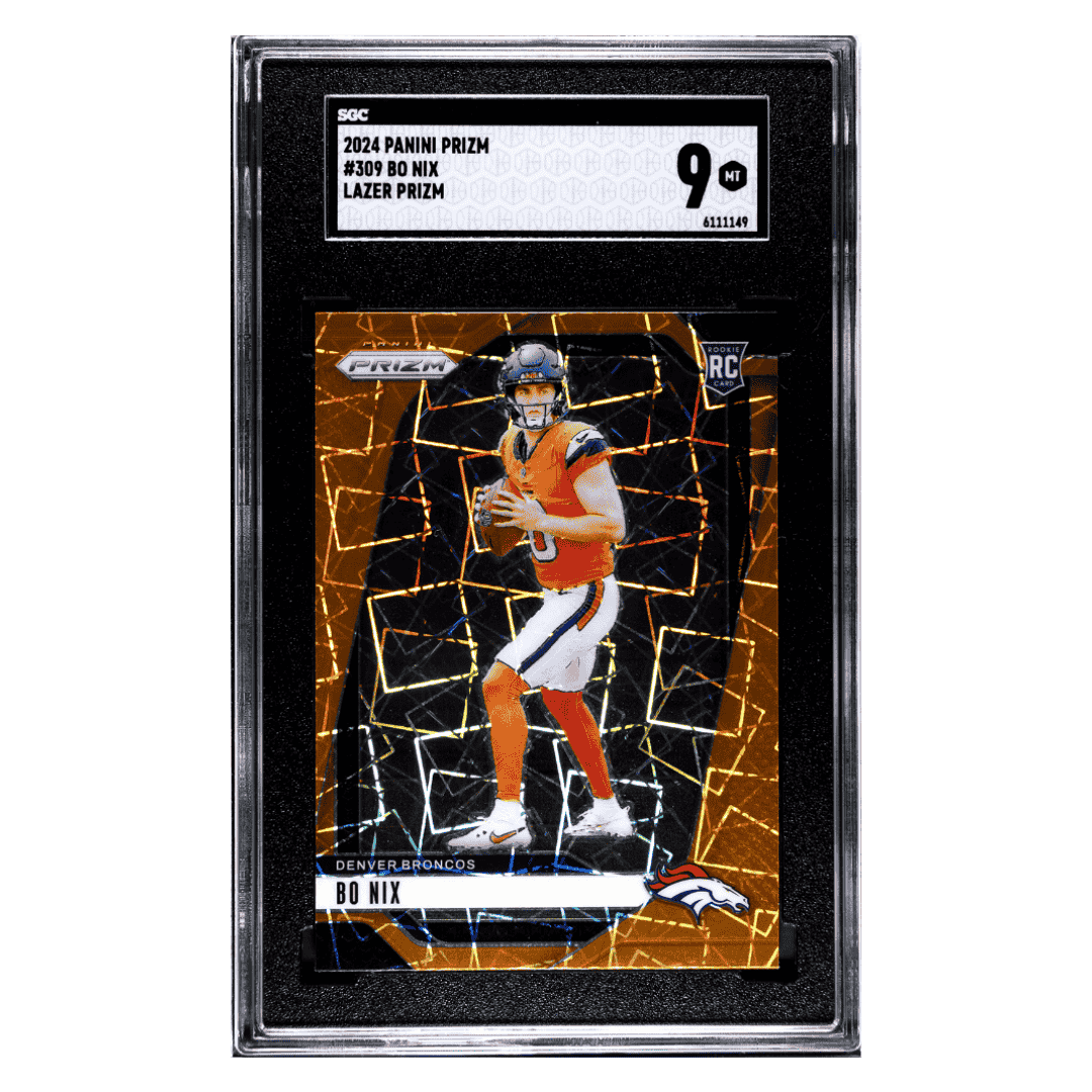 Bo Nix SGC 9 2024 Panini Prizm Lazer Rookie RC Card #309