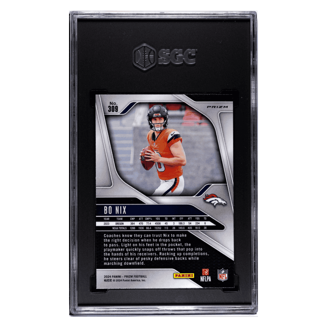 Bo Nix SGC 9 2024 Panini Prizm Disco Rookie RC Card #309