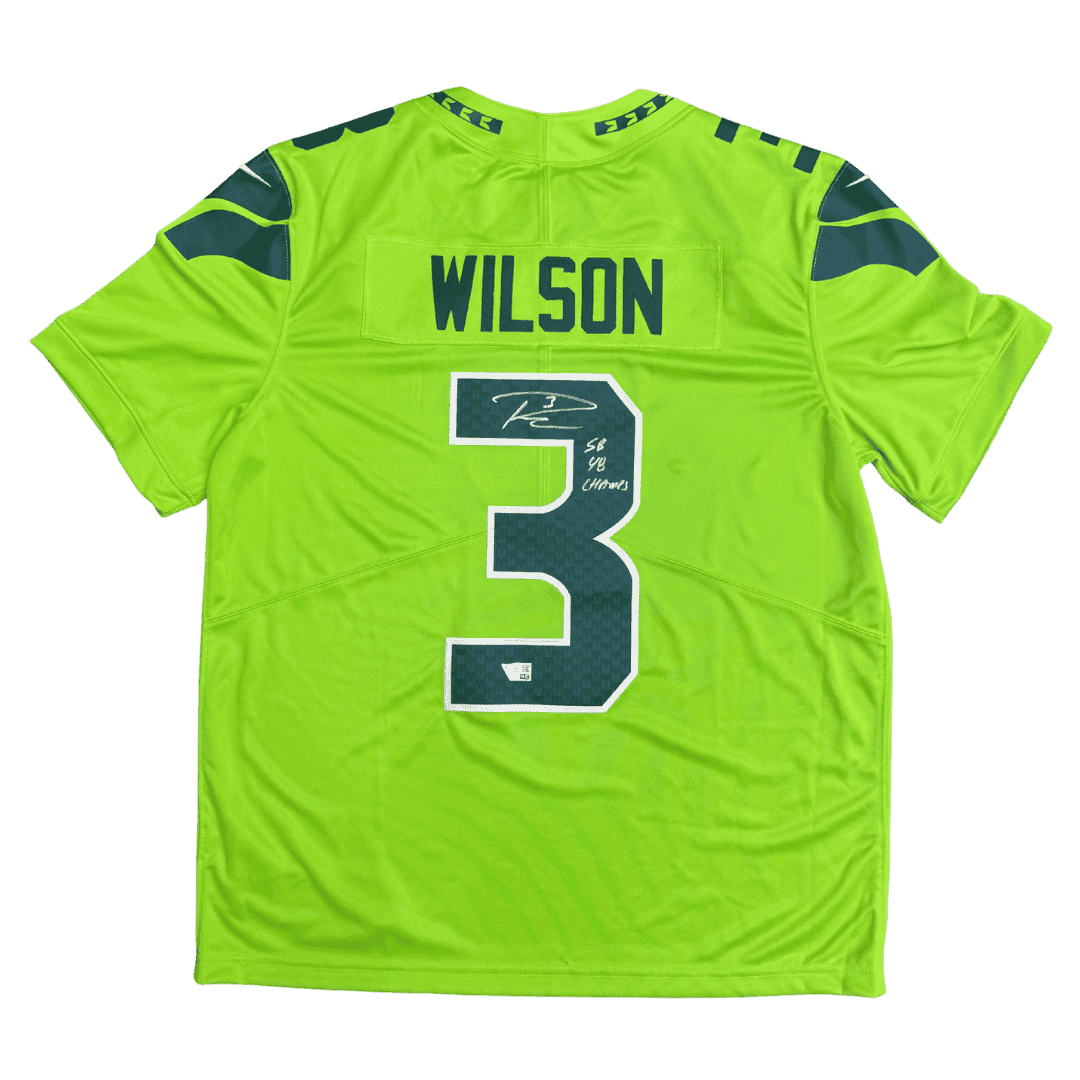 Russell Wilson Seattle Seahawks Alternate Green Nike Autographed Jersey - Fanatics COA