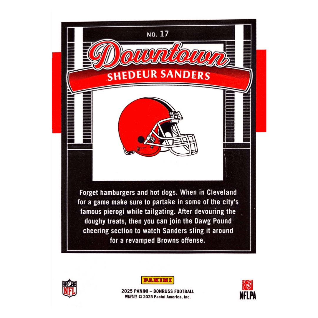 Shedeur Sanders 2025 Panini Donruss Downtown Rookie RC Card #17