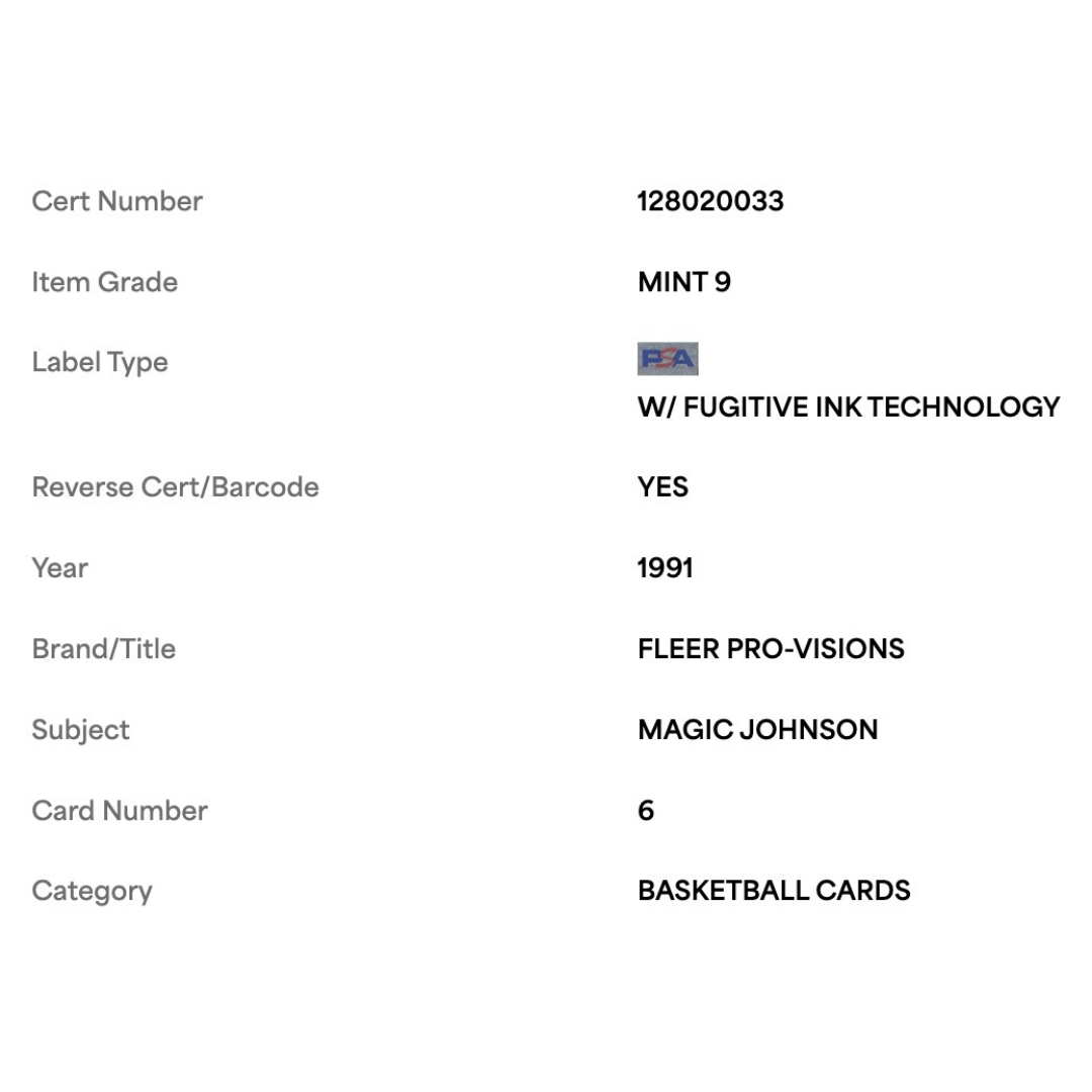 Magic Johnson PSA 9 1991 Fleer Pro Visions Card #6