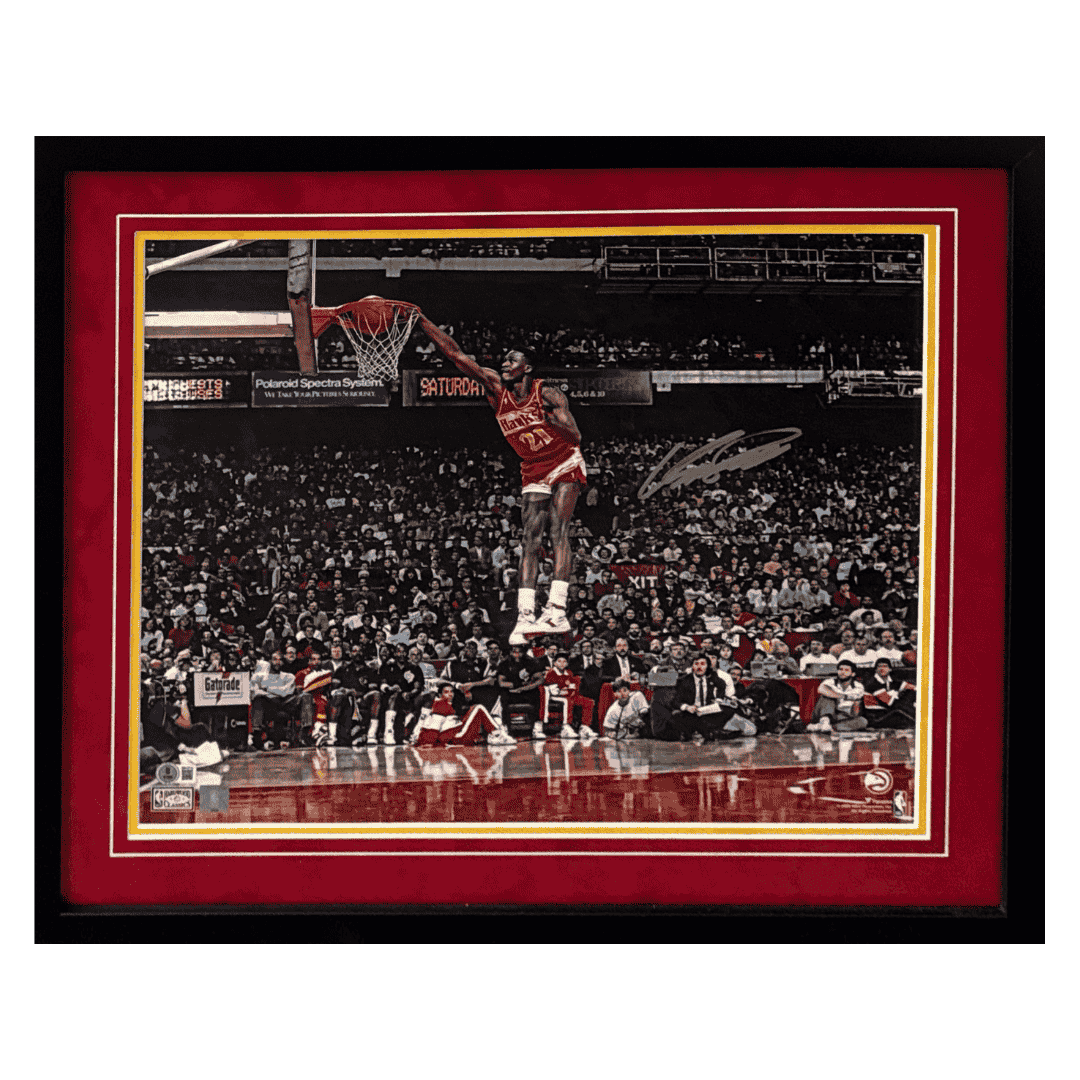 Dominique Wilkins Atlanta Hawks Autographed Framed 16x20 Photo - Beckett COA