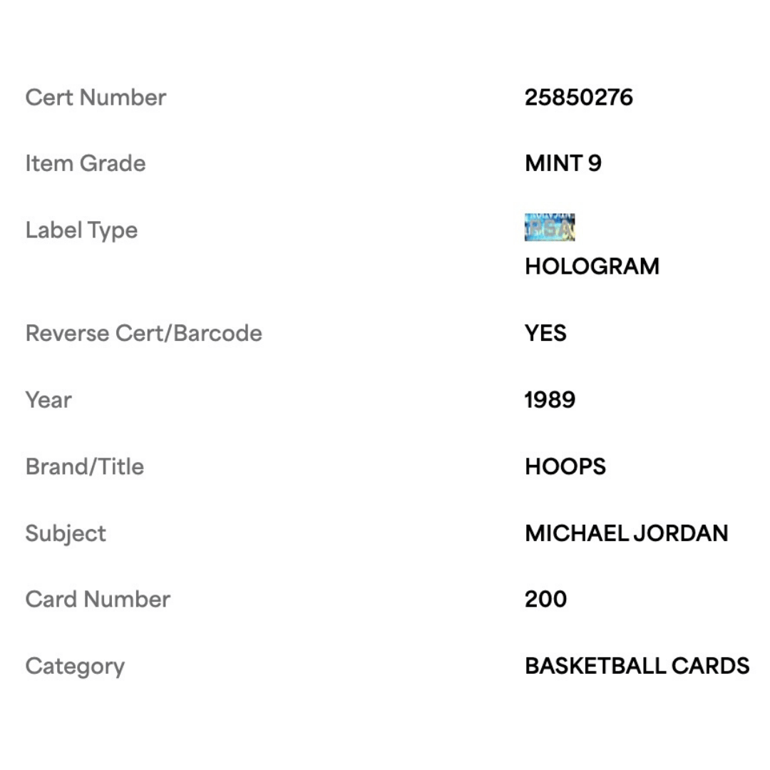 Michael Jordan PSA 9 1989 Hoops Card #200