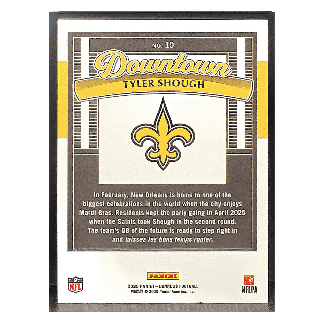 Tyler Shough 2025 Panini Donruss Downtown! Rookie RC Card #19