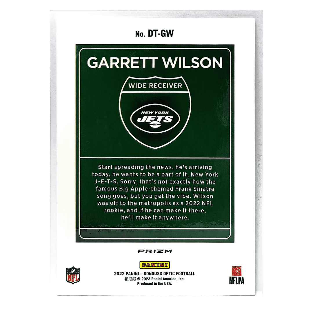 Garrett Wilson 2022 Panini Donruss Optic Downtown Rookie RC Card #DT-GW