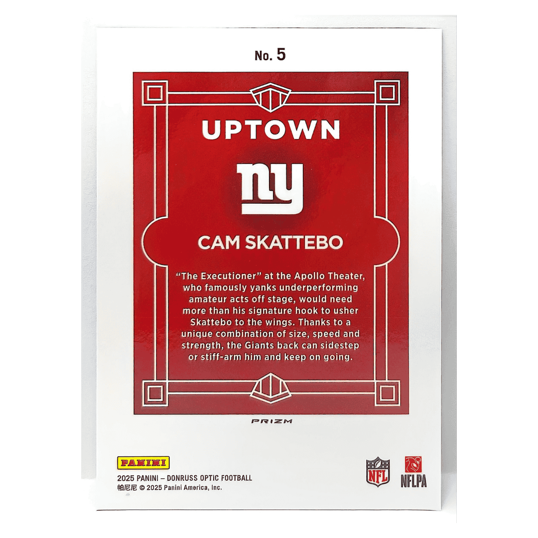 Cam Skattebo 2025 Panini Donruss Optic Uptown Rookie RC Card #5