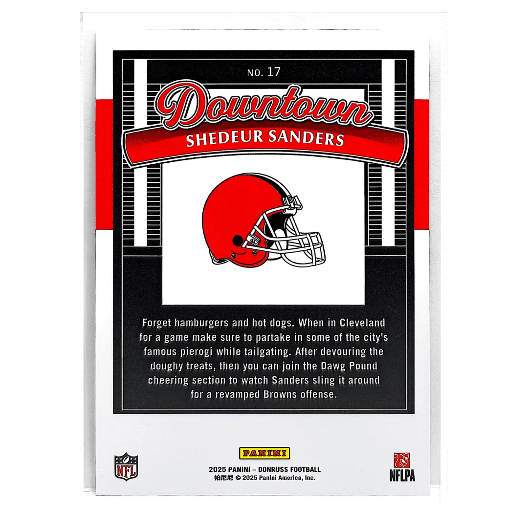 Shedeur Sanders 2025 Panini Donruss Downtown! Rookie RC Card #17
