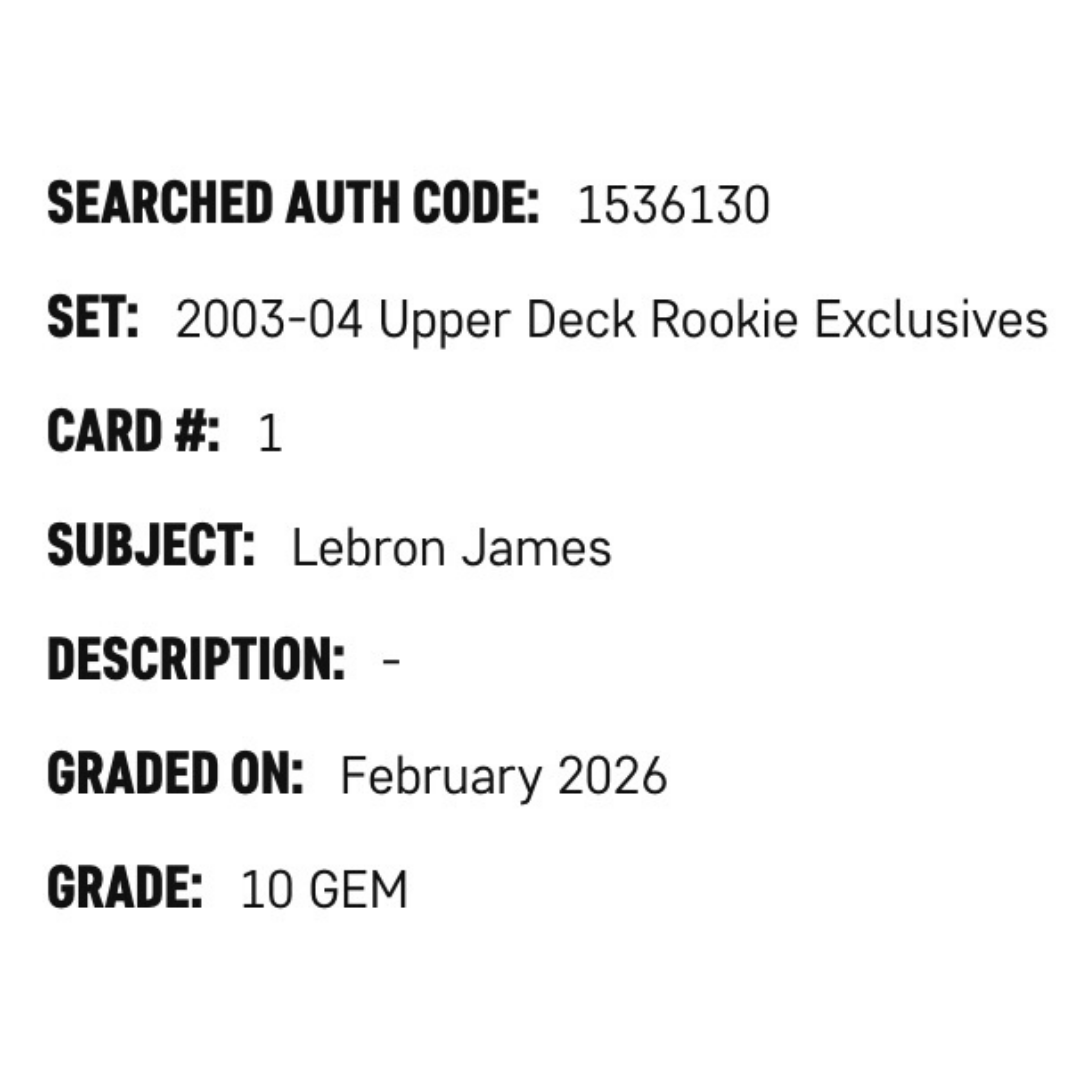LeBron James SGC 10 2003-04 Upper Deck Rookie Exclusives Card #1