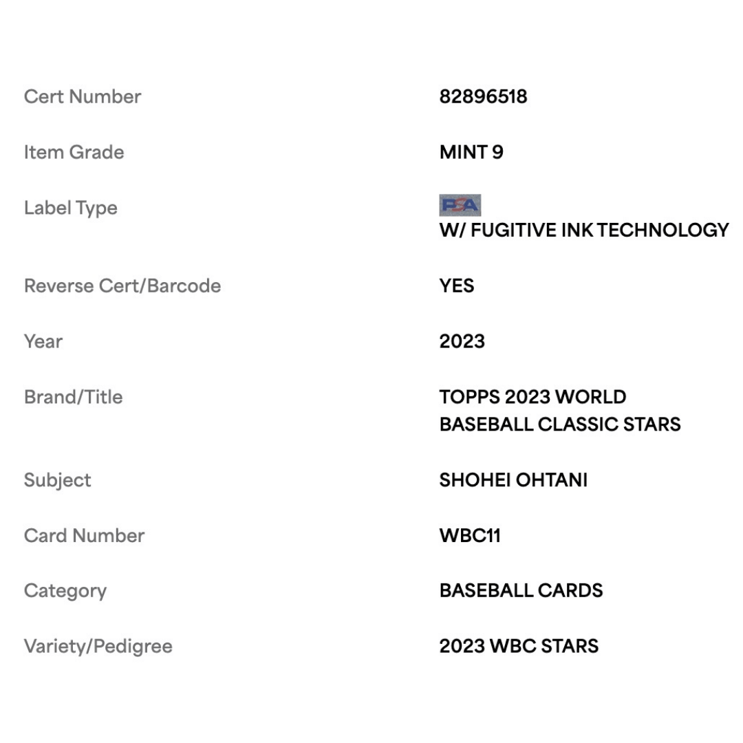 Shohei Ohtani PSA 9 2023 Topps 2023 WBC Stars Card #WBC11