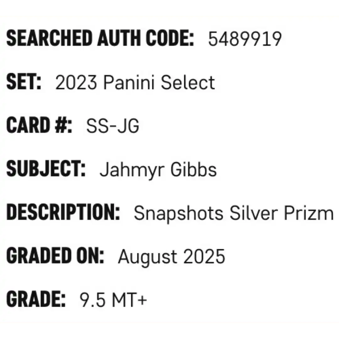 Jahmyr Gibbs SGC 9.5 2023 Panini Select Snapshots Silver Prizm Card #SS-JG