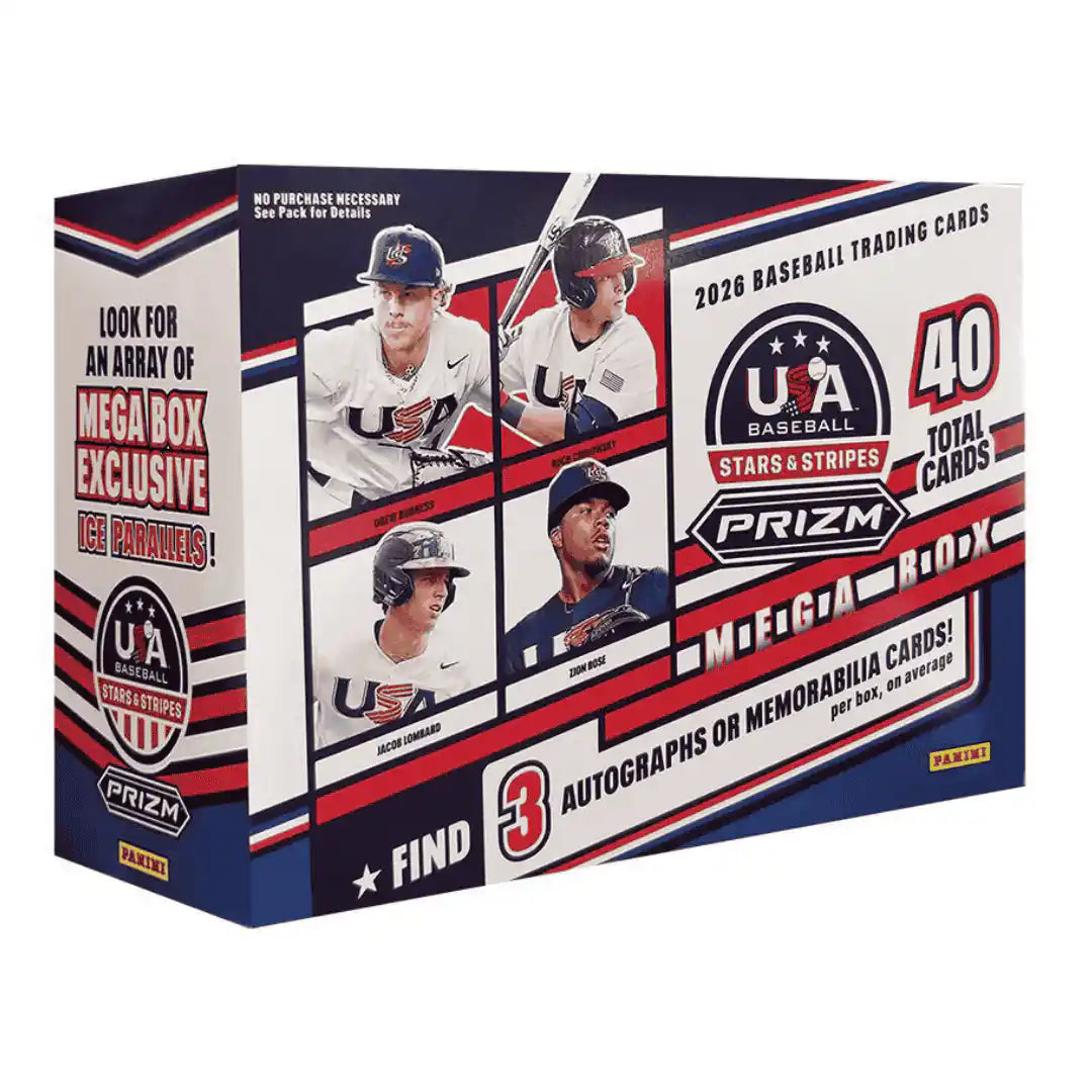 2026 Panini USA Stars and Stripes Prizm Baseball Trading Card Mega Box
