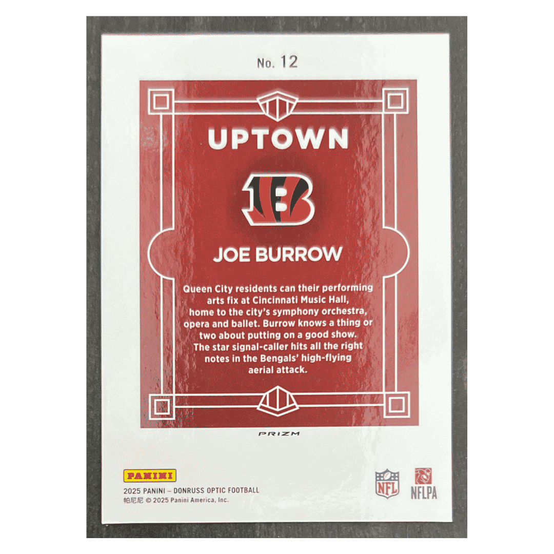 Joe Burrow 2025 Panini Donruss Optic Uptown Card #12