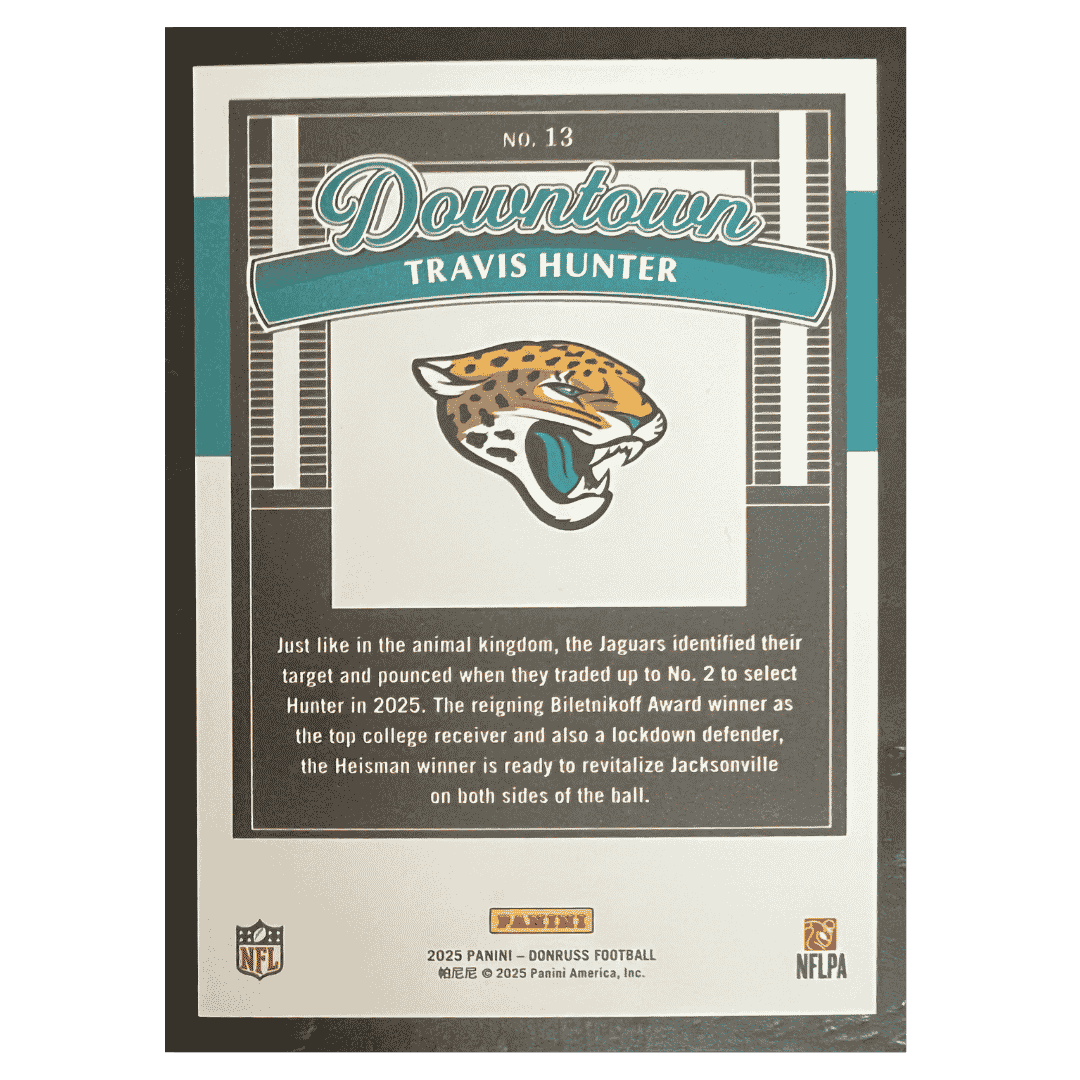 Travis Hunter 2025 Panini Donruss Downtown Rookie RC Card #13