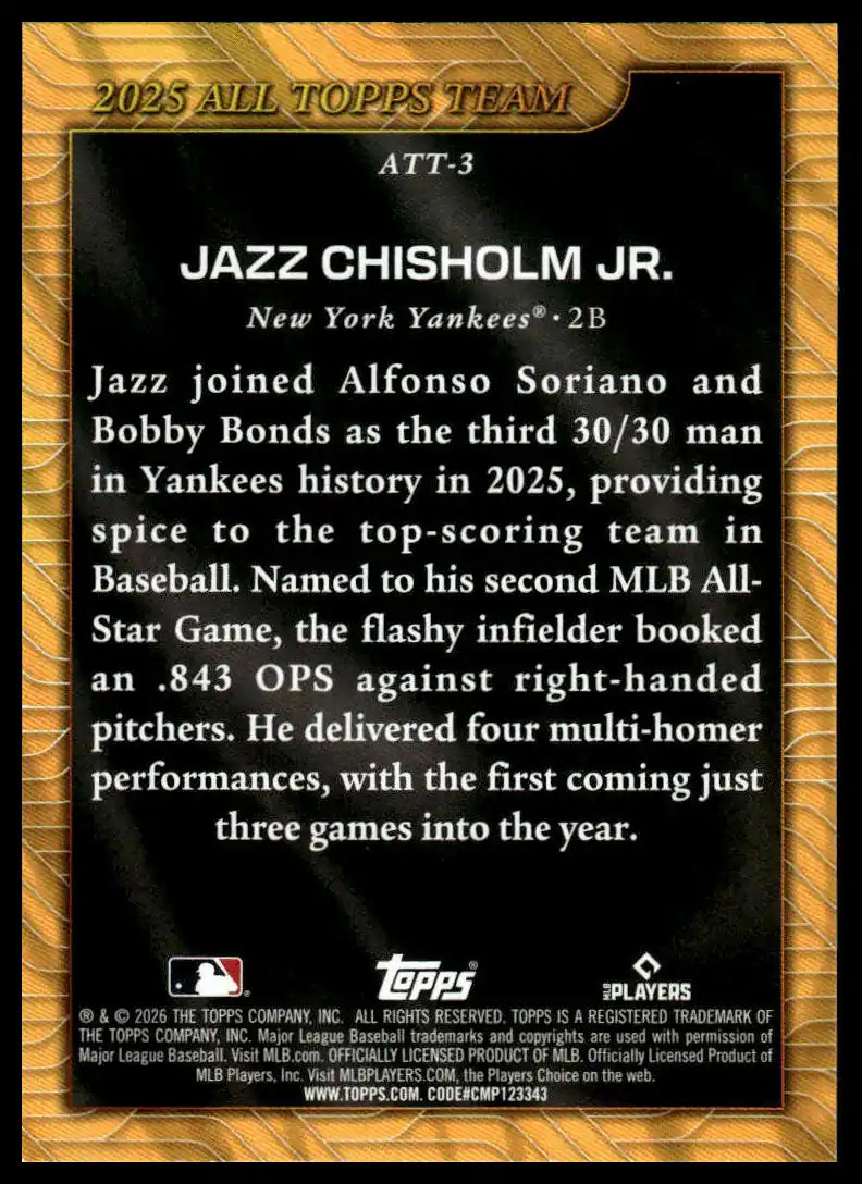 2026 Topps - Jazz Chisholm Jr. 2025 All Topps Team - Baseball #ATT-3