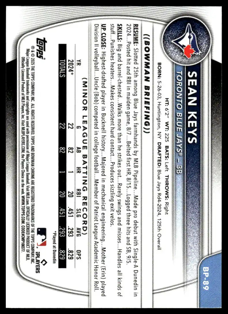 2025 Bowman - Sean Keys Prospects - Baseball #BP-89
