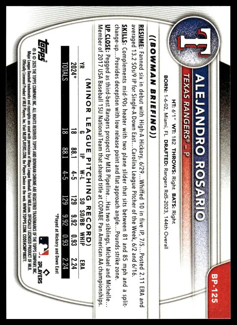 2025 Bowman - Alejandro Rosario Prospects - Baseball #BP-125