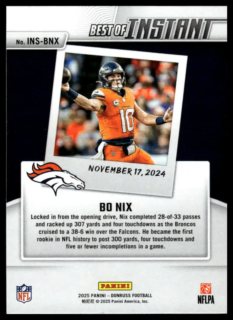 2025 Donruss - Bo Nix Best of Instant - Football #INS-BNX
