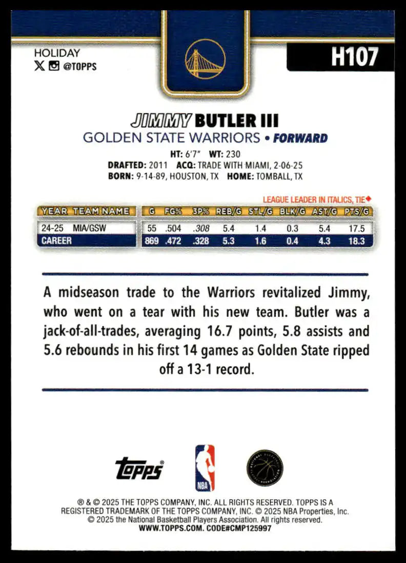 2025-26 Topps Holiday - Jimmy Butler III Glitter Holiday - Basketball #H107