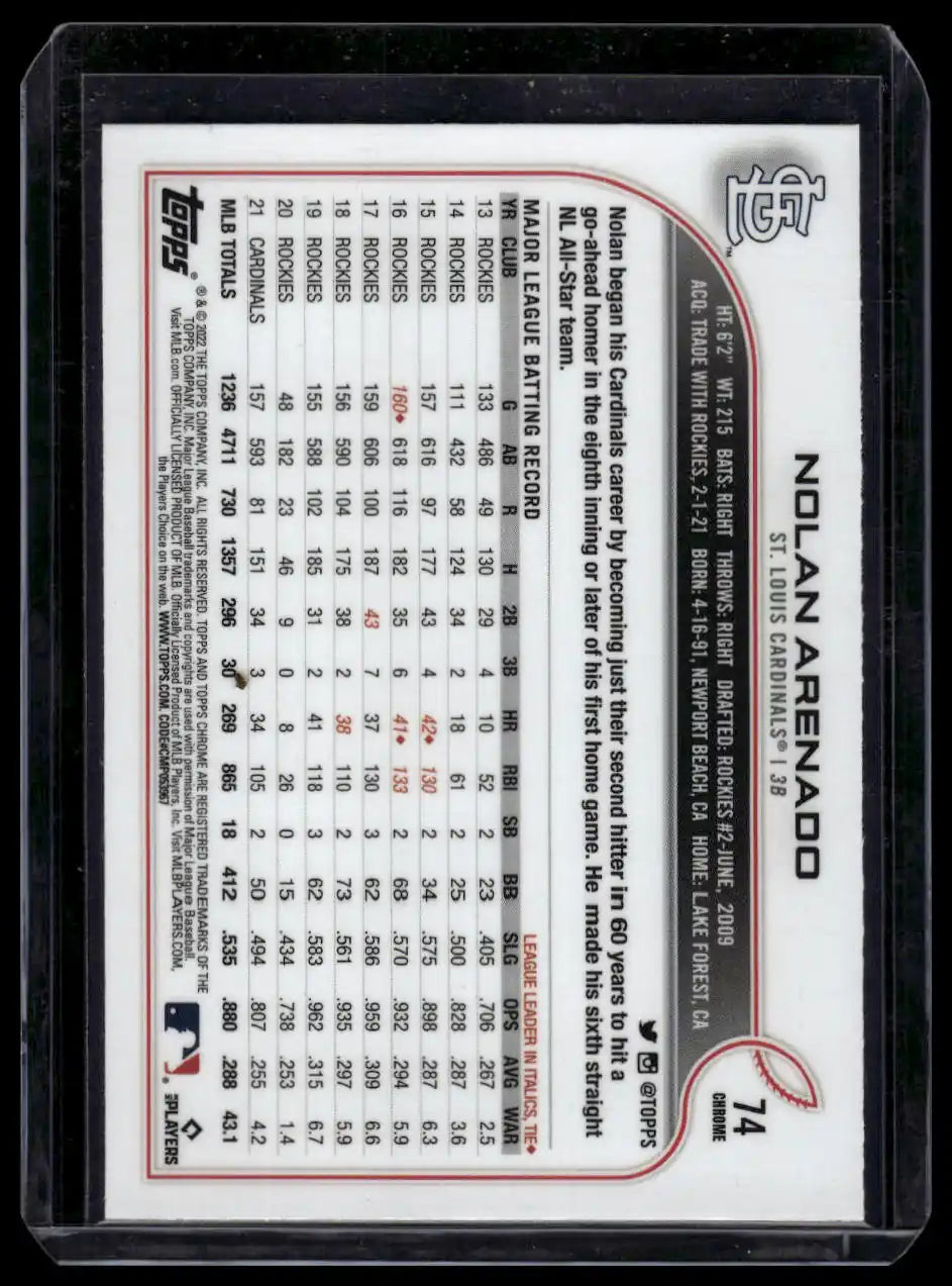 2022 Topps Chrome Sonic - Nolan Arenado - Baseball #74