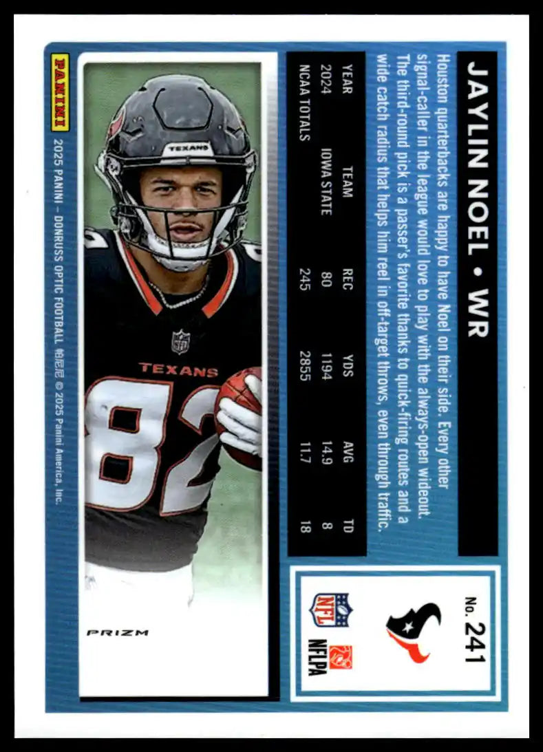 2025 Donruss Optic - Jaylin Noel Blue Hyper - Football #241