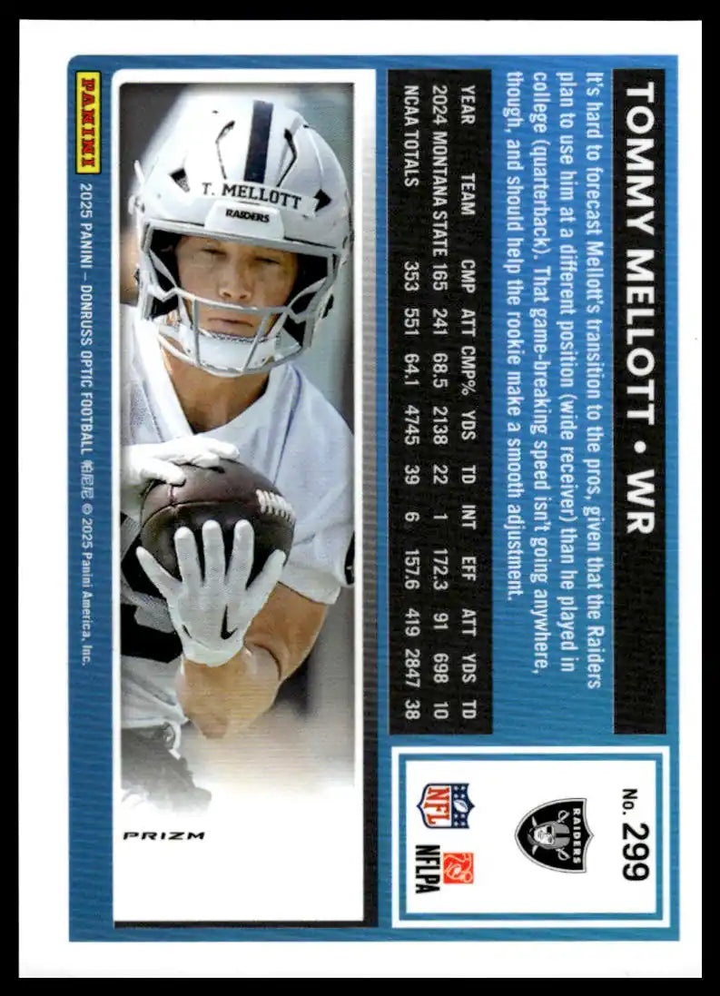 2025 Donruss Optic - Tommy Mellott Blue Hyper - Football #299