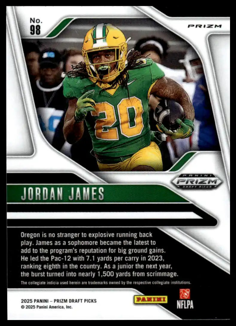 2025 Panini Prizm Draft Picks - Jordan James Prizms Gold Ice - Football #98