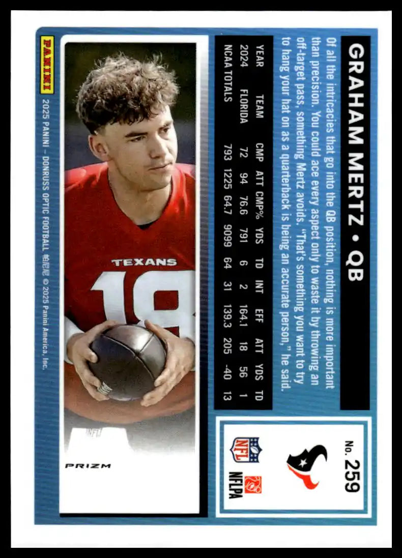 2025 Donruss Optic - Graham Mertz Purple Shock - Football #259