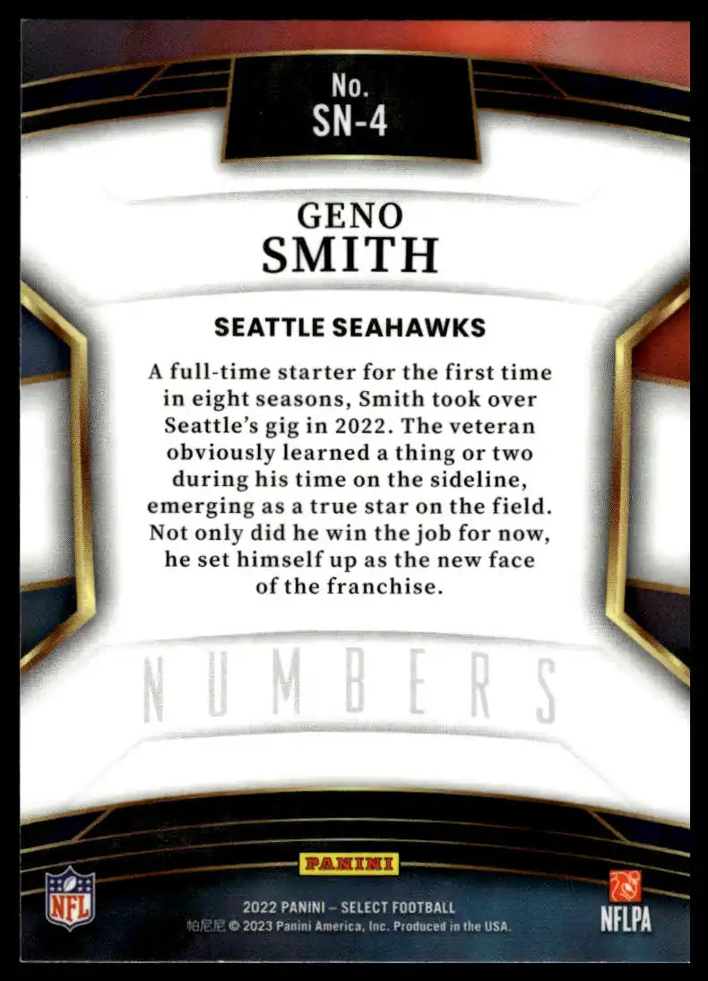 2022 Panini Select - Geno Smith Select Numbers - Football #SN-4