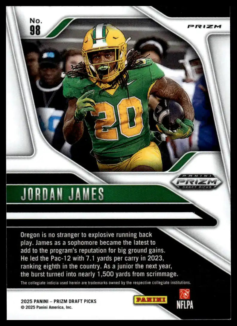 2025 Panini Prizm Draft Picks - Jordan James Prizms Gold Ice - Football #98