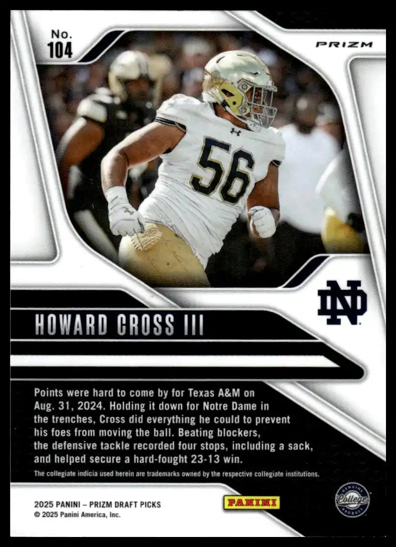 2025 Panini Prizm Draft Picks - Howard Cross III Prizms Gold Ice - Football #104